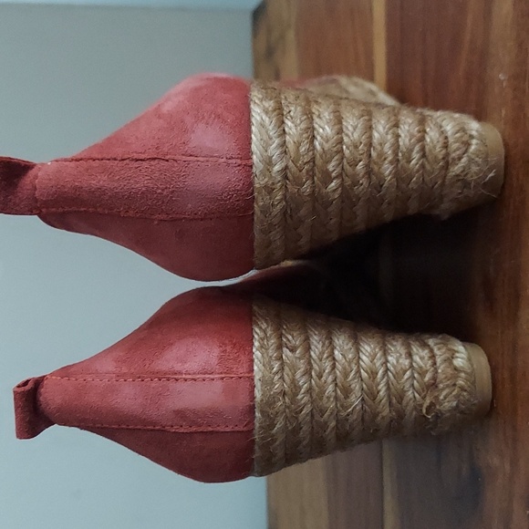 Viscata Marquesa Suede Upper Jute Espadrille Wedge Heels Garnet Size 42 EU 10 US - Picture 2 of 12